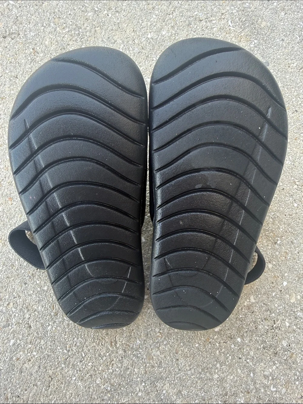 Nike Toddler Black Slides with White Swoosh and Strap